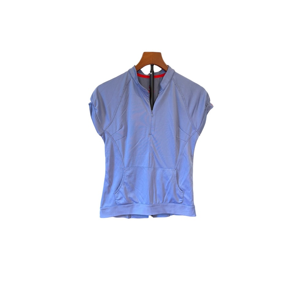Zoic Womens Cycling Jersey Blue Short Sleeve Argyle Mesh Back Quarter Zip Top M